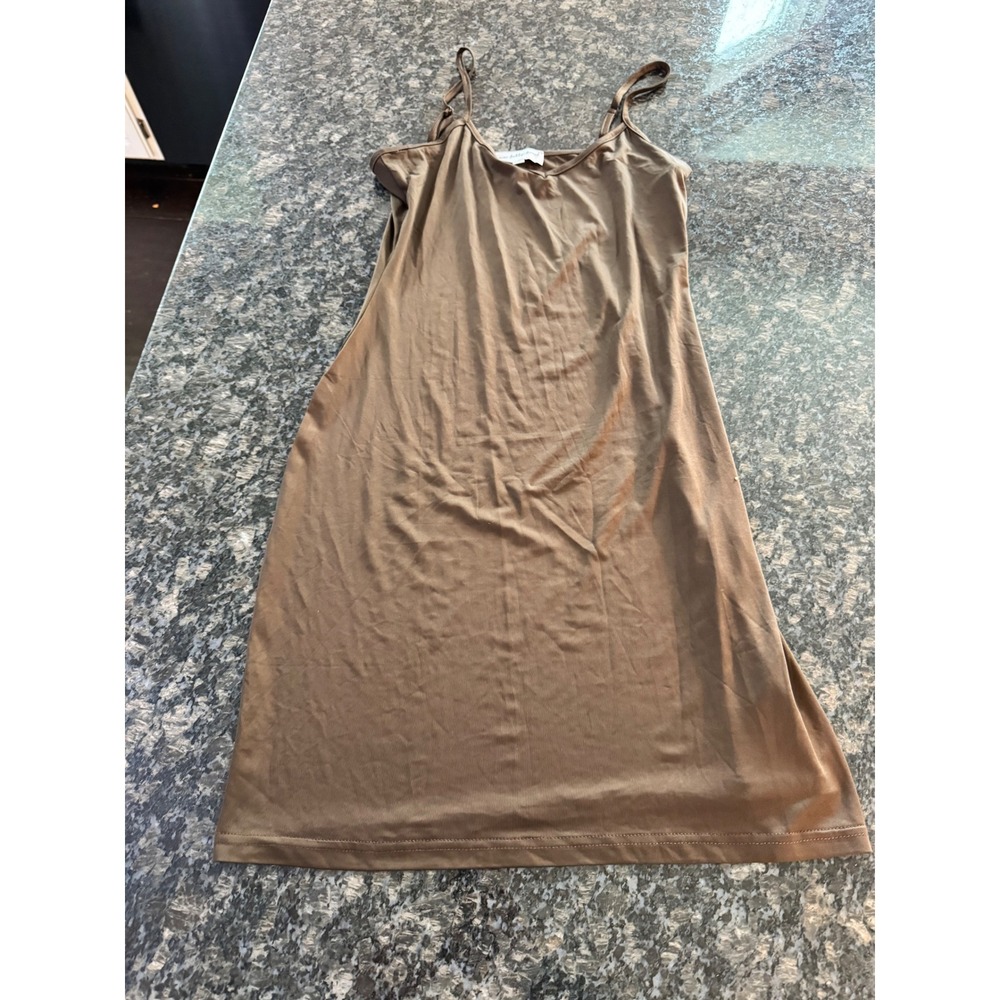Never Fully Dressed Bronze Brown Mini Slip Dress Adjustable Straps US 4 UK 8